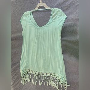 sea foam cute tunic top with tassels